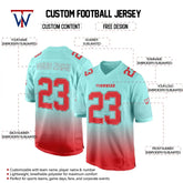 Custom Teal-Red Gradient Authentic Football Jersey